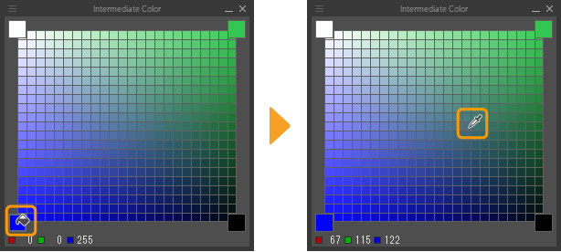 Palette de couleurs intermédiaires